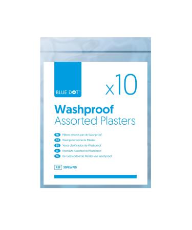 Blue Dot Assorted Washproof Plasters 10-Piece