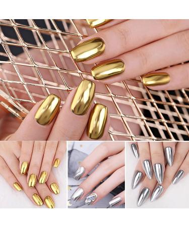 Gold Silver Chrome Nail Powder Set - 3D Holographic Glitters Metallic Effect Pigment - Neon Aurora Powder Decoration - 2 Boxes - Buy Online on GoSupps.com