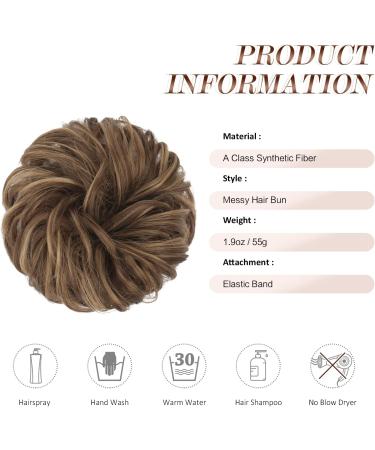 FESHFEN Messy Bun Scrunchie Hair Piece | Synthetic Updo Hairpiece Light Ash Brown Mixed Golden Brown - Buy Online on GoSupps.com