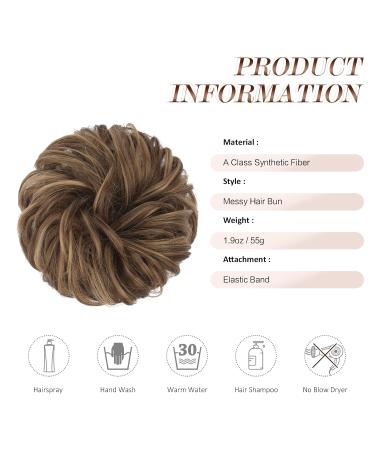 Fine Hair Part with Rubber Band - Large Dutt Tie & Curly Extensions in Light Ash Brown & Golden Brown - 55g 22 for Women & Girls - Buy Online on GoSupps.com