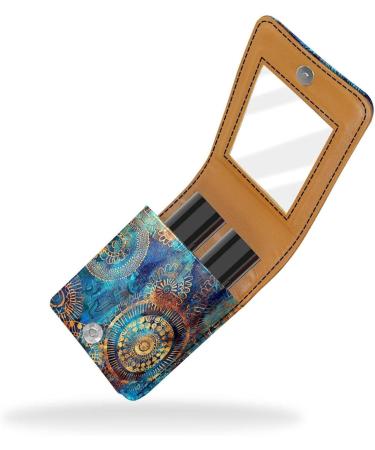 Buy Vintage Mandala Flower Lipstick Case | Leather Lip Gloss Organizer with Mirror | Mini Lipstick Holder Bag for Travel - International Shipping - Buy Online on GoSupps.com