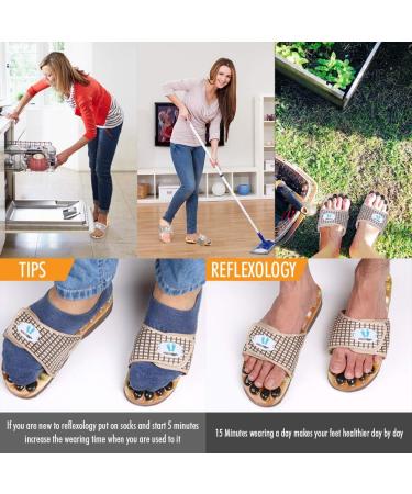 Earth Stone Acupressure Massage Slippers for Women Size 6-7 | Therapeutic Reflexology Sandals for Foot Acupoint Massage and Arch Pain Relief - Buy Online on GoSupps.com