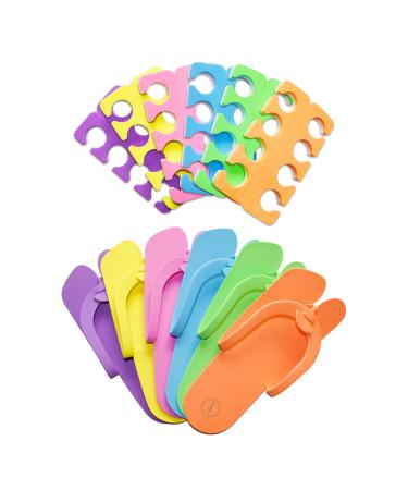 Artist Land 48 Pairs Spa Party Pack of Anti-Slip EVA Pedicure Slippers & Premium Toe separators Two Tone Soft & Durable - Bulk 6 Fun Colors Ideal for At Home Spa Party & Nail Salon - Buy Online on GoSupps.com