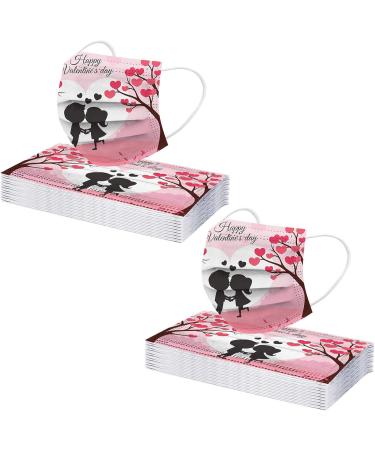 ZQP 20PCS Disposable Face_Mask Valentine's Day Face_Masks for Adult Heart Shaped Design 3Ply Breathable Anti-Dust Safety Protection with Elastic Earloop & Nose Bridge - Buy Online on GoSupps.com