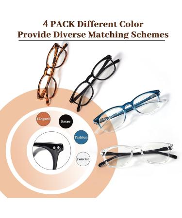 Luff Reading Glasses for Men & Women - Blue Light Blocking Computer Glasses Round Oversized with Spring Hinges - 4 Pack Mix Colors 2.0x 33 Dioptria - Glare Protection for Gaming & Visual Comfort - Buy Online on GoSupps.com
