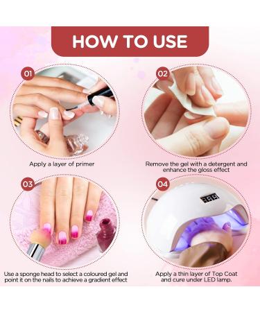 Greoer Nail Art Sponge Brush Applicator with Double Head - Pink | 4 Replacement Heads | Ombre Sponge Nail Design Tool for UV Gel and False Nails - Buy Online on GoSupps.com
