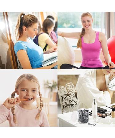 300PCs Transparent Mini Elastic Hair Ties - Perfect for Children's Hair Wedding Styles & More (Black) - Buy Online on GoSupps.com