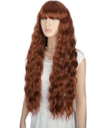 YEESHEDO Long Brown Wig with Bangs - Natural Wave Synthetic Wavy Curly Wig 28 Heat Resistant Fiber - Honey Brown Women's Wig - Buy Online on GoSupps.com