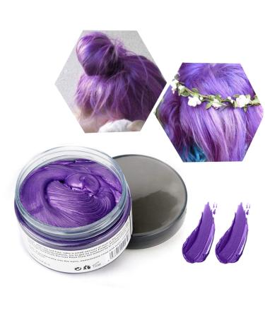 HTRUIYATY Natural Color Wax for Temporary Hair Dye Plant Formula Washable Women and Men 120g Matte Purple