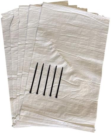 Woolsacks 18 x 30 Polypropylene Sand Bags | Empty White Sand Bags With Ties and UV Protection | Sandbags for Flooding Construction & More | Heavy Duty 100 Lb. Capacity Each (5 Pack) 5 Count (Pack of 1)