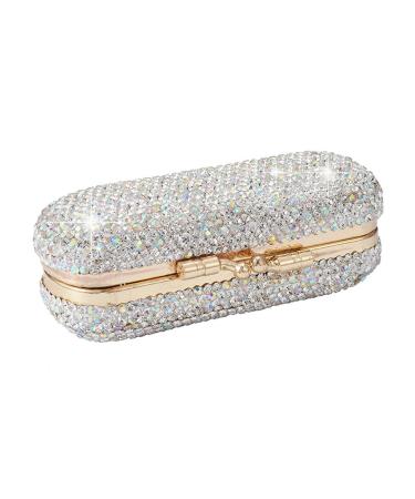Lipstick Case Holder Bling Rhinestone Crystal Lipstick Case Holder with Mirror Organizer Shiny Diamonds Makeup Cosmetic Storage Holder for Travel Ladies Women's Lipstick Jewelry as picture show
