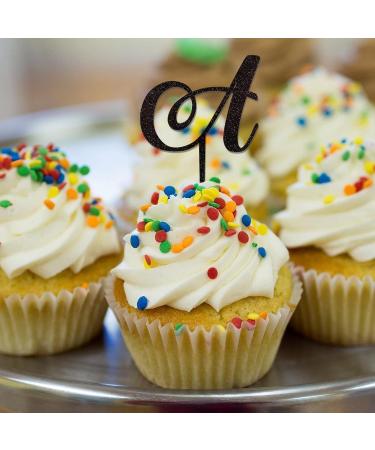 Letter A Cupcake Toppers Monogram Initial Last Name Glitter Black For Wedding Engagement Party Supplies Rustic Reusable Floral Wreath Customize Your Own Cupcake Toppers Engagement Gifts 6PCS Style-4 - Buy Online on GoSupps.com