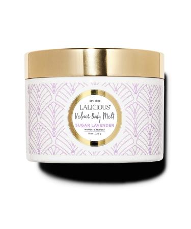LaLicious Sugar Lavender Velour Body Melt - Multitasking Gel-to-Oil Skin Moisturizer with Macadamia Oil & Coconut Oil - Shave Gel Hair/Scalp/Hand/Foot Mask - Help Prevent Stretch Marks (8oz)