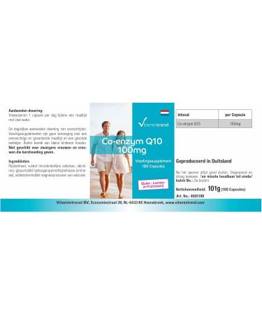 Co-Enzyme Q10 100mg - 180 Vegan Capsules | High-Dose Q10 for 6 Months | Vitamintrend International Shipping Available - Buy Online on GoSupps.com