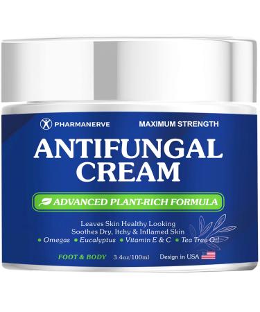 Tea Tree Oil Antifungal Cream  Natural Athletes Foot Cream Treatment  Jock Itch Cream Extra Strength for Foot & Body  Ringworm Treatment for Humans  Hydrating Anti Fungal Cream for Itchy Skin Relief