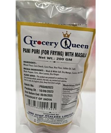 One Stop Dealer Pani Puri (For Frying) With Masala for Perfectly Fried Puris (250 Gram) - Indulge in Crispy Delights - Ready to Fry Dry Atta Golgappa Pani Puri Papad (Pack of 1) 250 g (Pack of 1)