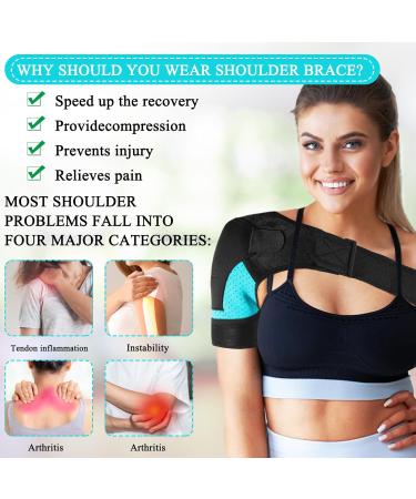 INBOLM Shoulder Brace for Men and Women - Adjustable Rotator Cuff Support - Blue - Buy Online on GoSupps.com