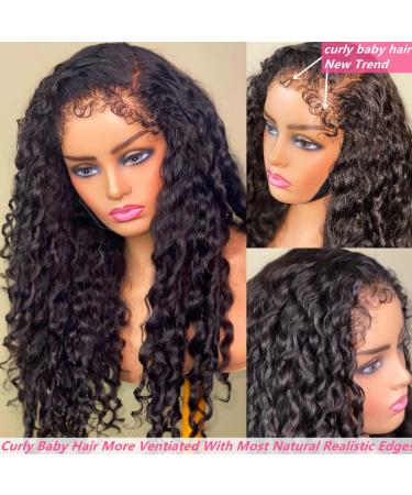 16inch 180% Density Kinky Curly Lace Front Wig Natural Black - HD Transparent Lace Frontal Wig with Baby Hair - Pre Plucked Glueless Frontal Wig - Buy Online on GoSupps.com