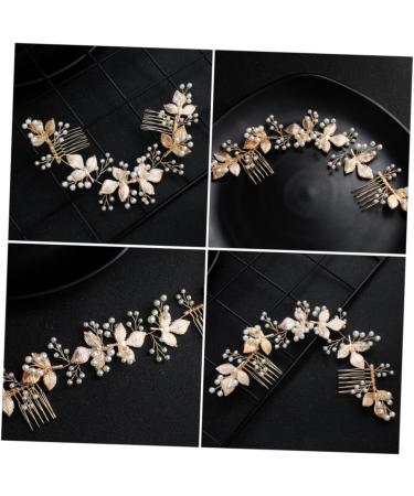 FRCOLOR 1pc Comb Bridesmaid Headwear Wedding Hairband Glitter Leaf Pearl Wedding Hairpin Hair Pin Floral Headpiece Wedding Hair Accessories Bride Hairstyles Manual Headband Alloy - Buy Online on GoSupps.com