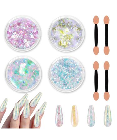 Allstarry 4 Colors Chameleon Flakes 5g/0.18oz Premium Sparkle Colorshift Pigment Powder for Epoxy Resin Slime Tumbler Making DIY Project Scrapbook Makeup Nail Art Paint Decoration Colorful Clouds