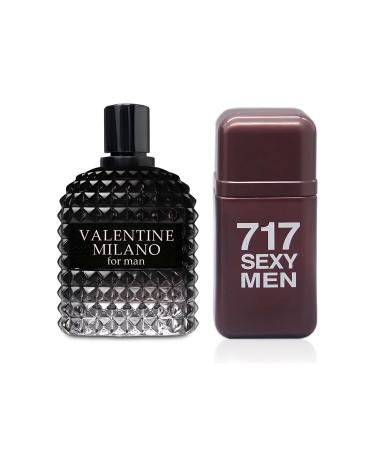 2PCS Valentine Milano/717 Sexy Men Eau De Toilette for Men-Fresh Romantic Scent Perfume for Men 3.4 Fl Oz Each Mens Cologne For All Skin Daily Used MilanoMen/717 Sexy Men
