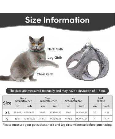 Adjustable Cat Dishes with Leash - Soft Lining Breathable Mesh & Reflective Outdoor Training Set XS (Gray) | International Shipping Available - Buy Online on GoSupps.com