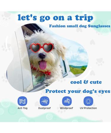 UV Protective Heart Shape Dog Sunglasses - Adjustable Windproof & Waterproof for Small Dogs (Red) - Buy Online on GoSupps.com
