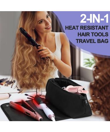Travel Essentials Neoprene Hair Tools Bag with Fireproof Mat | Flat Irons & Curling Iron Accessories | Perfect Gift for Women Moms Daughters & Friends - Buy Online on GoSupps.com
