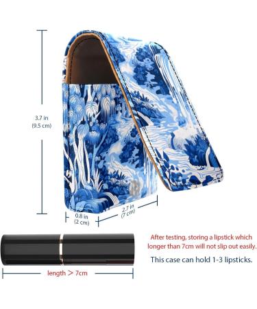 Stylish Leather Lipstick Case Mini Organizer with Mirror | Abstract Art Forest Design - Buy Online on GoSupps.com