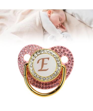 Ergonomic Golden Baby Pacifier Set with Rhinestones - Low Friction Stylish Home Use (Letter E) - International Shipping Available - Buy Online on GoSupps.com