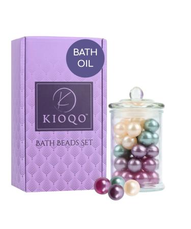 KIOQO Bath Oil Beads for tub 90s | Bath Pearls Beads with Oil Bulk | Bath Oil Pearls | 100% Natural Bath Oil Pearl for Bathtub Gift Set | Pack of 40 4 Scent Set