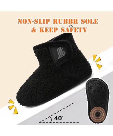 JOINFREE Baby Slippers | Non-Slip Rubber Sole | Cozy Home Booties for Toddlers | Black | 3/3.5 UK Child - Buy Online on GoSupps.com