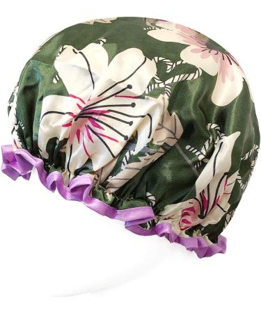 allydrew Wild Side Waterproof Shower Cap for Long Hair - Lilies Green - O/S - Buy Online on GoSupps.com