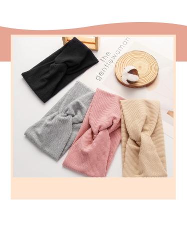 Cylebel 4-Piece Hair Band Set | Stylish Elastic Turban Headbands for Women & Girls - Headscarves in Black Gray Pink & Khaki - Cute Hair Accessories for All Occasions - Buy Online on GoSupps.com