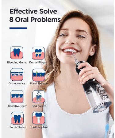 Cordless Water Flosser Dental Oral Irrigator - 4 Modes, 5 Jet Tips, Rechargeable, IPX7 Waterproof - Portable Teeth Cleaner for Home & Travel (Black) - Buy Online on GoSupps.com