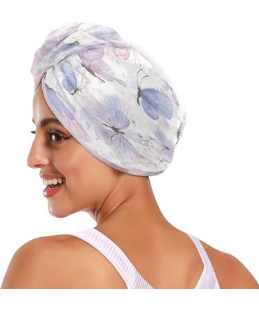 Butterflies Dry Hair Cap Set - 2 Piece Quick Drying Towel & Soft Button Headband | Super Absorbent Comfort for All Hair Types | International Shipping - Buy Online on GoSupps.com