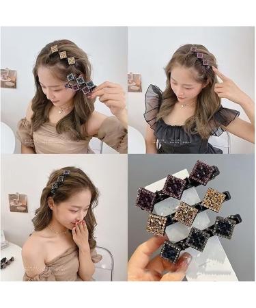 Rsvelte Hair Clips - 2023 New Sparkling Crystal Stone Braided Hair Clips Clover Hair Clips Three Flower Side Hair Clip Satin Fabric Hair Bands Keep Hair Styling Sectioning (6 Pcs) - Buy Online on GoSupps.com