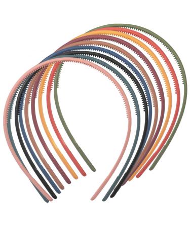 Beaupretty 9pcs Teeth Comb Headband Plastic Plain Hair Band Solid Color Non-slip Hard Hair Hoop For Women Hair Accessories (Colorful)