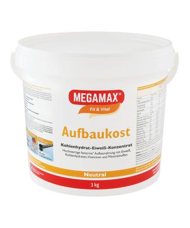 Megamax build -up food 3 kg neutral ideal for strengthening and underweight - protein powder to prepare a low -fat carbohydrate protein drink for muscle mass - muscle building weight gain neutral (lactose low) 3 kg (1 Pack)