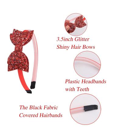 XIMA 10pcs Glitter Sequin Bow Hairbands for Kids - Shiny Bow Knot Plastic Headbands - Mixcolors - Buy Online on GoSupps.com