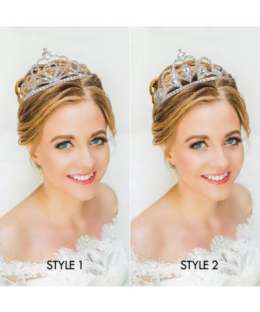 Lurrose Rhinestone Crystal Tiara Crown Set for Wedding, Bridal, Birthday, Pageant - 2 Pack - Buy Online on GoSupps.com