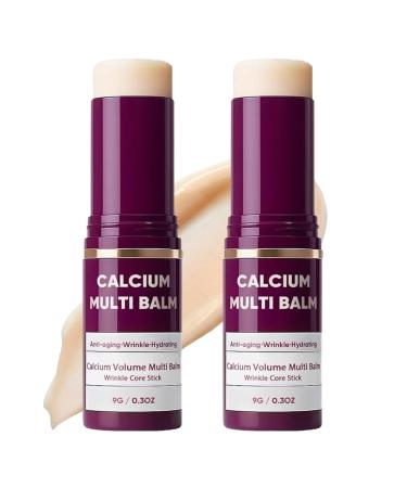 2 PCS Calcium Multi Balm Stick Calcium Volume Multi Balm - Intensive Anti-Aging Repair Korean Collagen Firming Stick for Wrinkles on Face Eyes Neck Hydrating Lifting Treatment with Vitamin D
