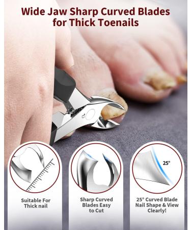 WONSIM Professional Toenail Clippers for Thick Nails - Surgical Stainless Steel, Curved Blades - Ideal for Seniors, Men and Women - Buy Online on GoSupps.com