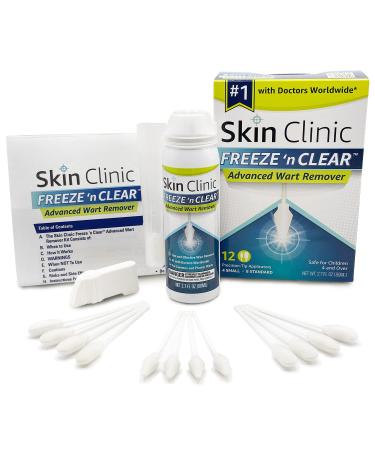 Skin Clinic FREEZE ‘n CLEAR™ Advanced Wart Remover, #1 Wart Removal Technology with Doctors Worldwide, (12 Precision Applicators)
