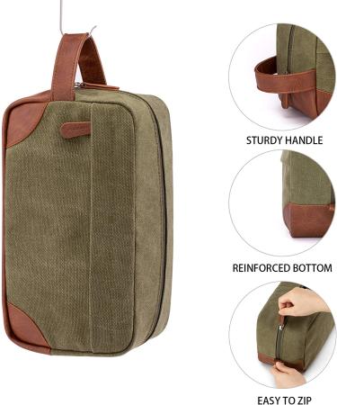 Vorspack Hanging Toiletry Bag for Men - Water-Resistant Canvas Dopp Kit Travel Organizer - Green - Buy Online on GoSupps.com
