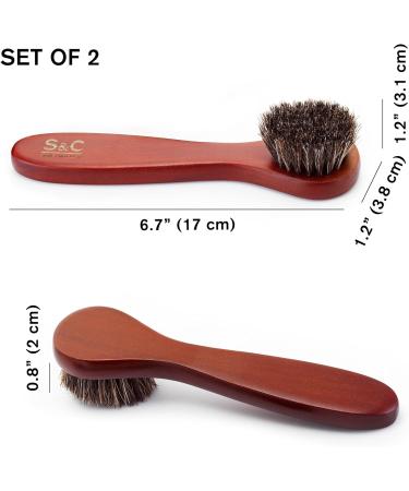 Stone and Clark Horse Hair Shoe Brush - Polish Your Leather to Perfection - Shoe Polish Brush with 100% Horse Hair Bristles & Concaved Beech Wood Handle (Red Dauber Brush (Set of 2)) Original - Buy Online on GoSupps.com