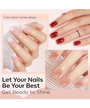 Modelones Jelly Nail Polish Set - 6 Sheer Nude Colors for DIY Nail Art | Quick Dry Natural Red Pink Brown | Perfect Gift for Women & Moms - Buy Online on GoSupps.com