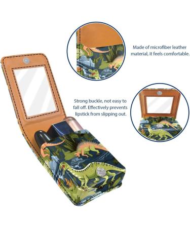 Leather Lipstick Case Organizer with Mirror | Mini Dinosaur Lipstick Holder Bag - Perfect for Travel | Shop Internationally - Buy Online on GoSupps.com