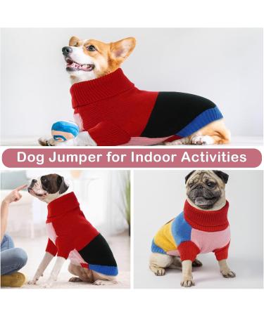 Hjumarayan Turtleneck Dog Sweater for Medium Dogs | Color Block Design with Leg Holes | Warm & Stylish for French Bulldogs - Red - Buy Online on GoSupps.com