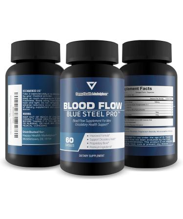 Blood Flow Blue Steel Pro - Our Best Blood Flow Capsules - Healthy Blood Flow Supplement Powder Capsules - Whole Body Blood Flow Support - Blood Circulation Supplements for Men Circulation Support - Buy Online on GoSupps.com